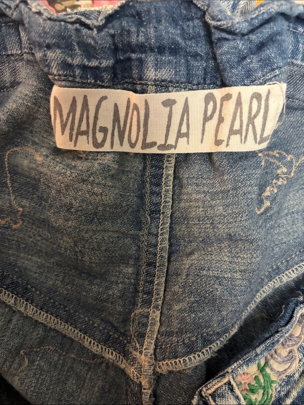 Magnolia Pearl Lil’ Friends Miners Denim Pants 423, Washed Indigo, OS - Picture 11 of 13